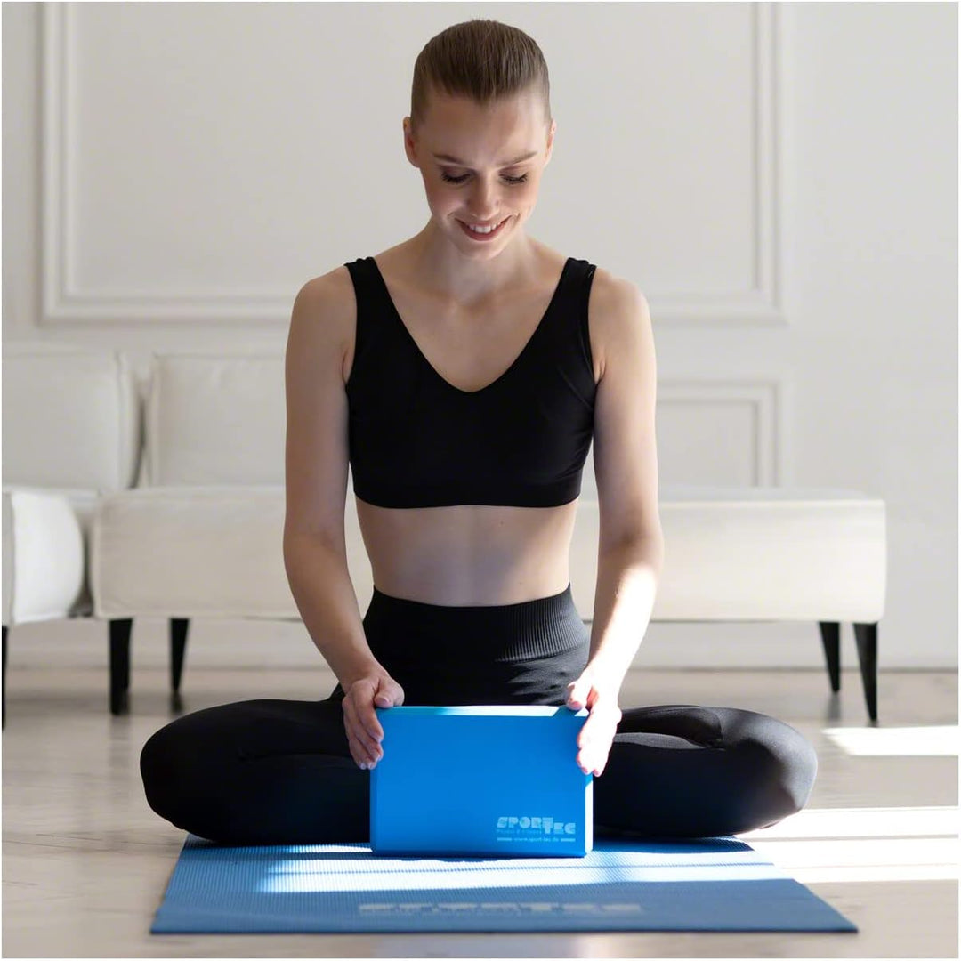 Yoga Starter Set, Matte, Block, Gurt, Pilates, Gymnastik, Fitness, Stretch, Balance, Sport, 4-TLG Bl