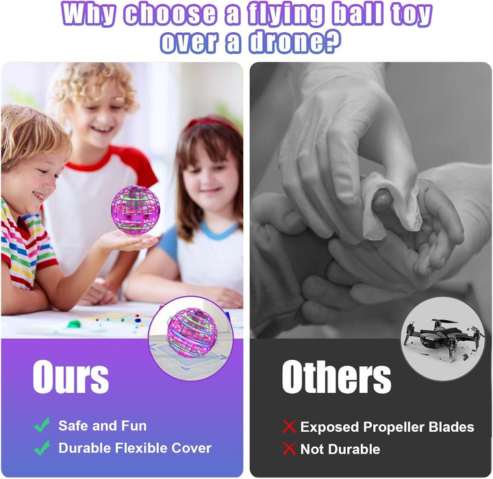 Fliegender Ball 2025, Flying Balls mit Led-Beleuchtung, Orbi Drohne Orbit Ball Hover Spinner Toy Ges
