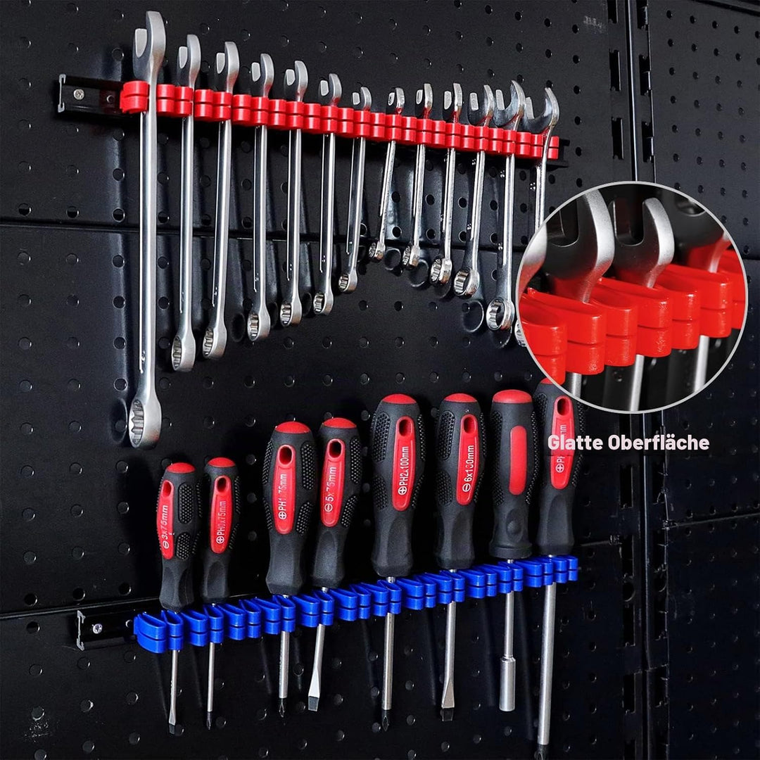 CASOMAN 10 pcs Screwdriver Organizer and Wrench Organizer, Wall Mount, Hand Tool Holder, Plastic Rai