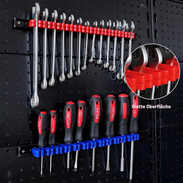 CASOMAN 10 pcs Screwdriver Organizer and Wrench Organizer, Wall Mount, Hand Tool Holder, Plastic Rai