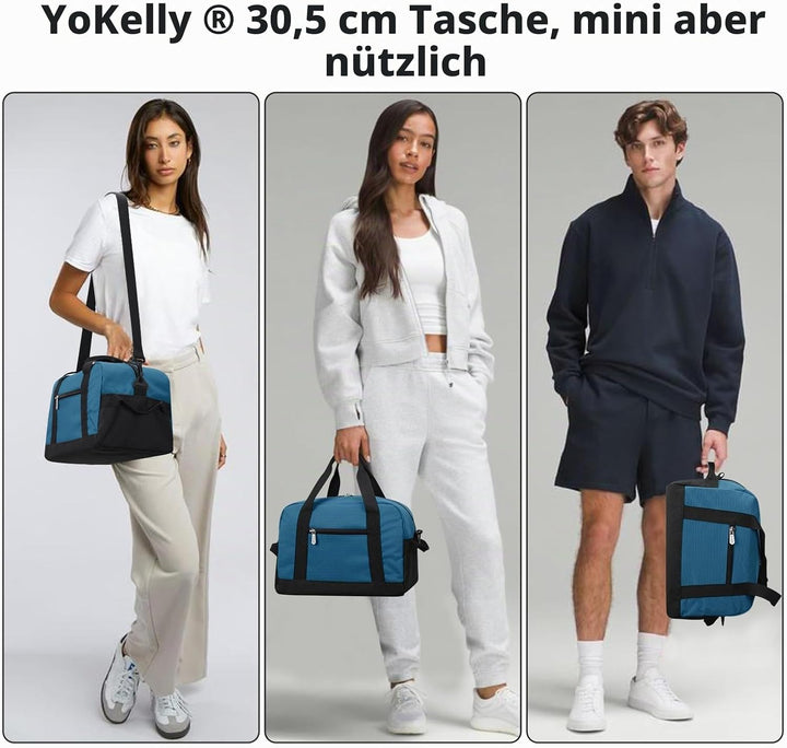 Sporttasche klein, Reisetasche 12L Mini Handgepäck Tasche für Weekender, Fitnesstasche 30x20x25cm-He