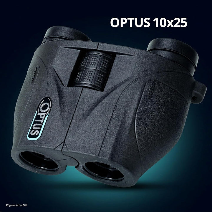 Optus 10x25 Fernglas kompakt mit 10 Fach Vergrösserung, Reverse Porro, BK 7 Glas, Mehrschichtvergütu