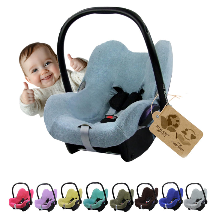 Frottee Sommerbezug [Schonbezug für Babyschale] Autositz kompatibel mit Maxi Cosi Cabrio Fix + GRATI