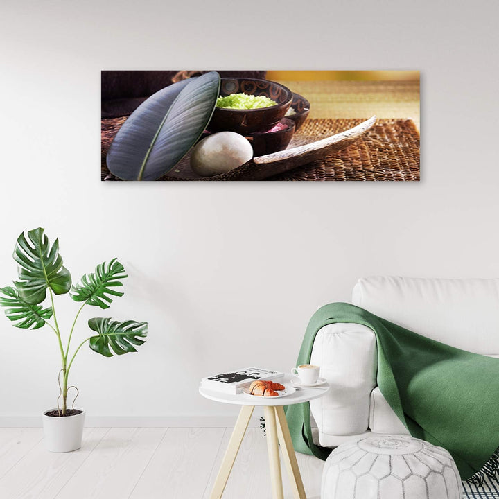 Feeby Wanddeko Spa Leinwandbild Kunstdruck Stein Braun 120x40 cm Leinwandbild 120x40 cm Braun_a, Lei