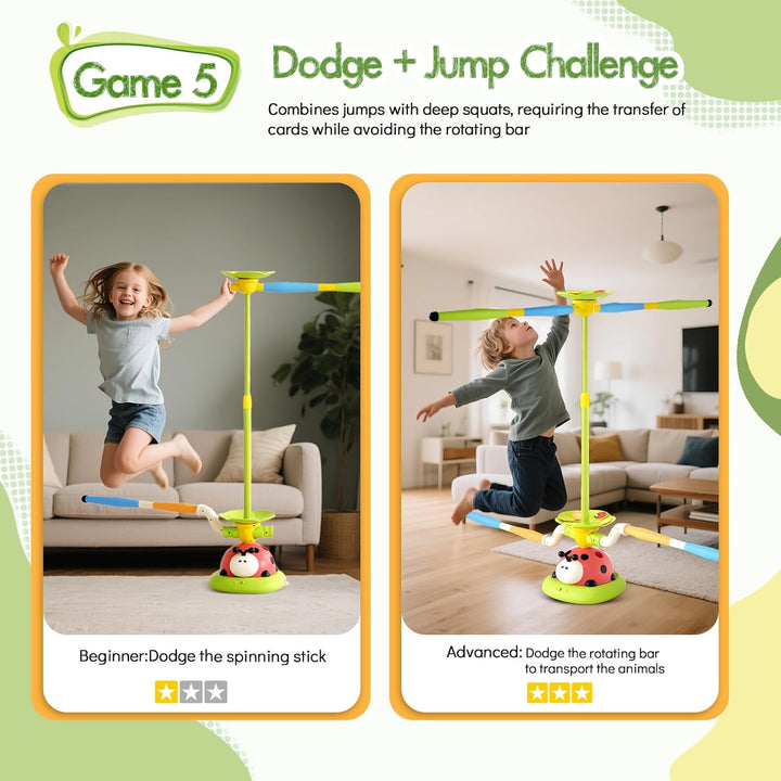 RoserRose 5-in-1 Outdoor Spiele für Kinder, Rakete Spielzeug, Springseil, Ringwurfspiel, Ausweich Sp
