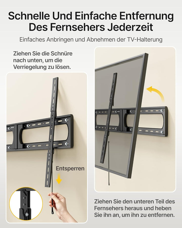 monTEK Heavy Duty Feste TV Wandhalterung, Wandhalterung Fernseher für 37–140 Zoll TVs bis 136 kg, 32