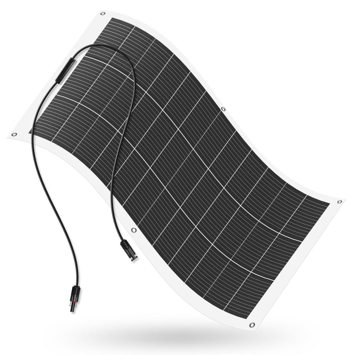 ECO-WORTHY 130W 12V Solarpanel Flexibel Monokristallines Solarpanel, Solarmodul mit Ladekabel für Wo