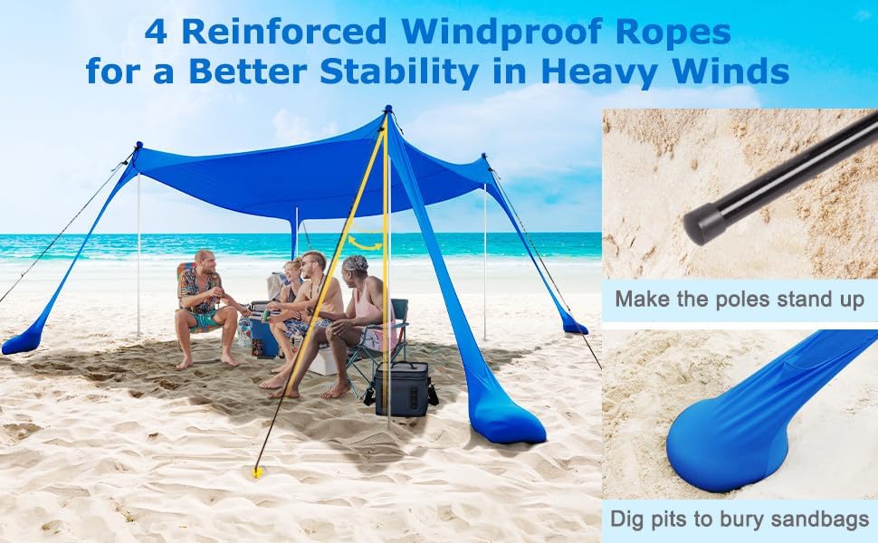 Strand Schatten Zelt Markise 10x10 FT Strand Sonnencreme wasserdichte leichte Blockierung und elasti