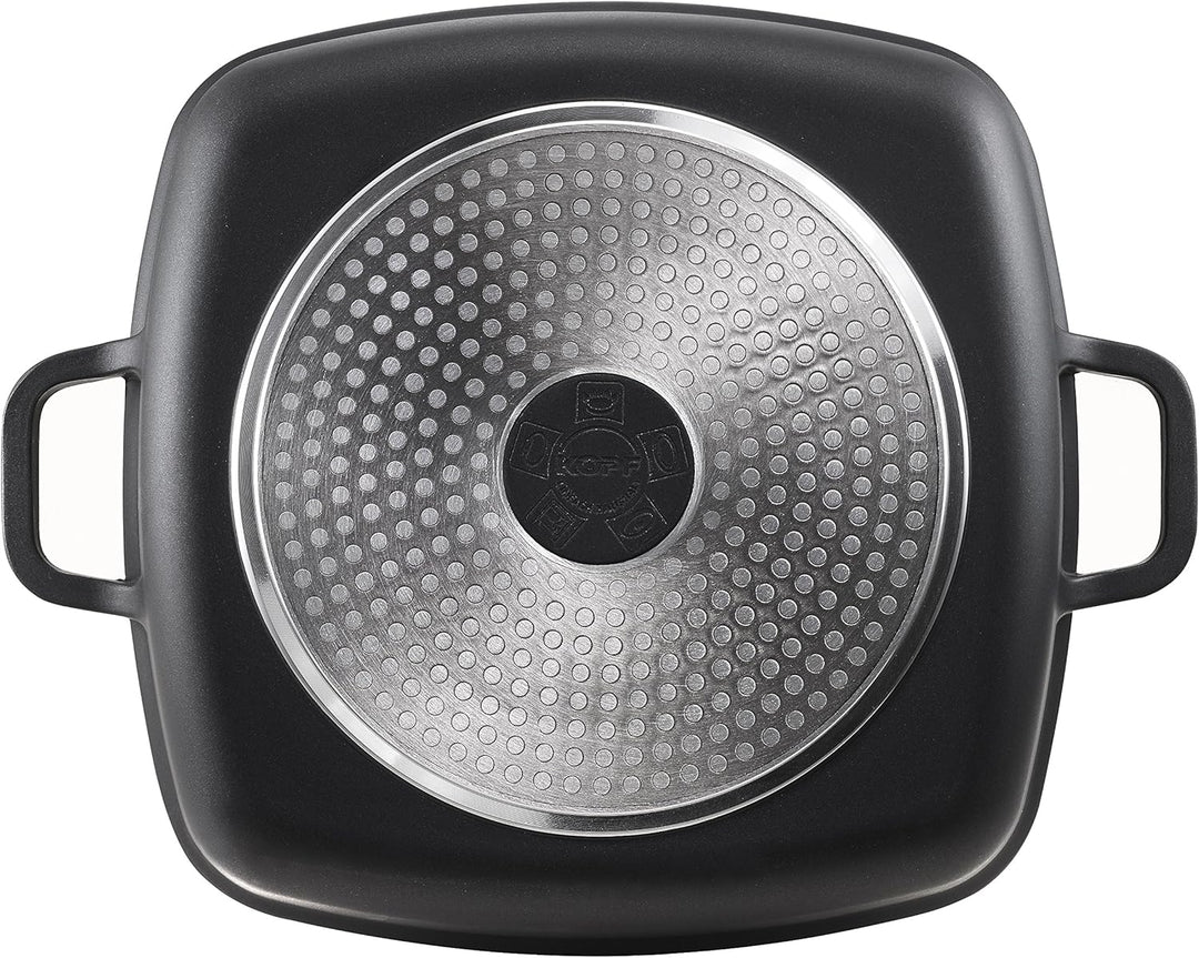 Kopf Bräter Santorin (Aluguss, 3,8 Liter, inkl. Glasdeckel mit Aromaknopf, Induktion) schwarz, 3,8 L