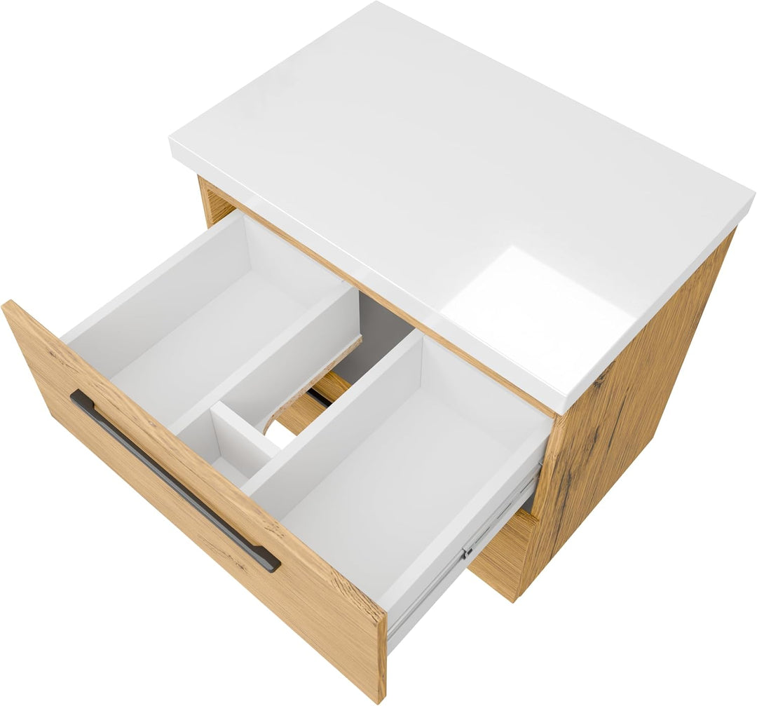 paplinskimoebel GIRONA Waschbeckenunterschrank hängend 60 cm breit, Universal Badschrank mit 2 Schub