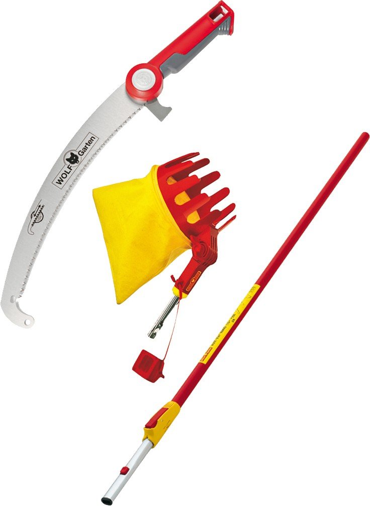 WOLF Garten Set Profi-Astsäge+Obstpflücker+Alu-Stiel PCS PRO370/ZM-V4/RG-M NEU2018, Rot, 9x17,5x220
