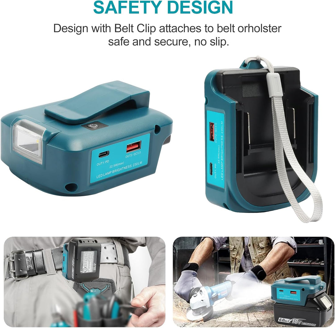 QUPERR - Adp05 Power Source Battery Adapter Arbeitslichtkonverter für Makita 14,4 V & 18 V Akku mit