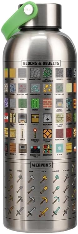 Minecraft Metall-Trinkflasche - Offiziell lizenziert, auslaufsicher, für heisse & kalte Getränke, mi