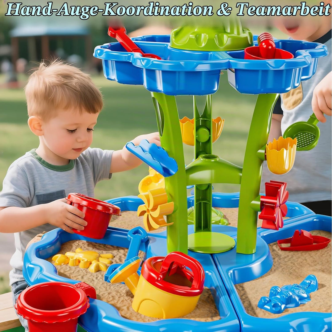 2-stufiger Blumen Sand- &amp; Wassertisch für Kleinkinder 3-5 Jahre, Sensorik-Spieltisch für Kinder, Som