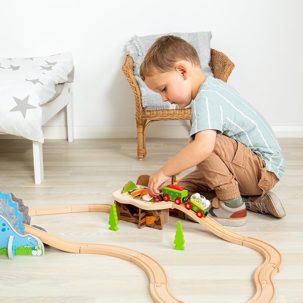 Bigjigs Rail Lava Pit Tunnel | Volcano Theme Tunnels for Wooden Train Track | Toy Accessories for Ra