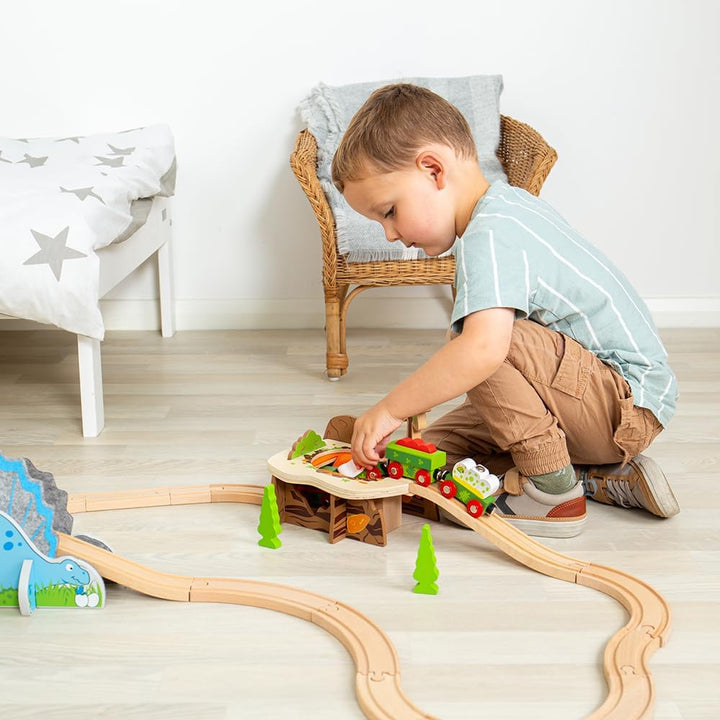 Bigjigs Rail Lava Pit Tunnel | Volcano Theme Tunnels for Wooden Train Track | Toy Accessories for Ra