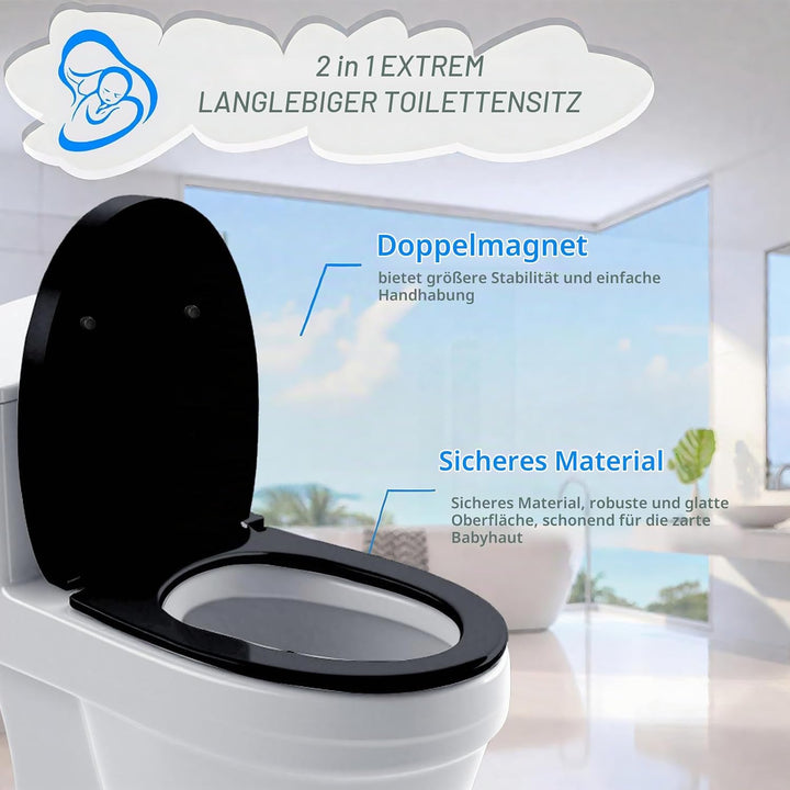 WC Sitz Mit Absenkautomatik,Toilettendeckel Ovale-Form Hochwertige Und Stabile Antibakterieller Toil
