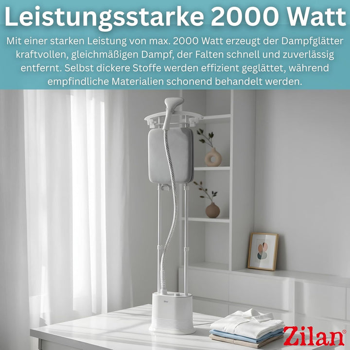 Zilan 2-in-1 Stand Dampfglätter mit Bügelbrett, 2000W Dampfbügelstation & Dampfbürste 30 Sekunden Sc
