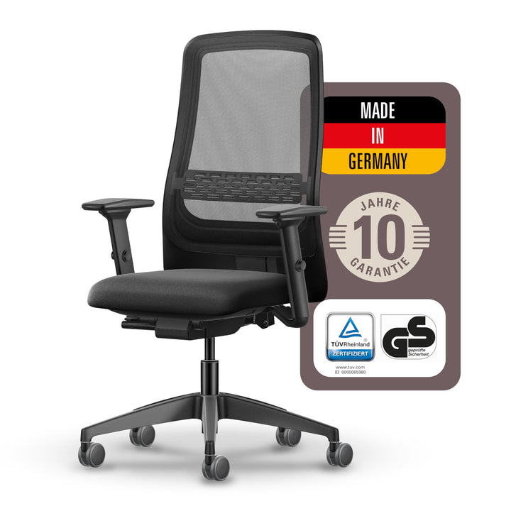 Interstuhl SMART AIR Bürostuhl - Made in Germany mit 10 Jahren Garantie, ergonomischer Drehstuhl mit
