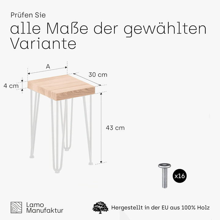 LAMO Manufaktur Sitzbank Flur Holzbank Bettbank 30x40x47 cm, Möbelfüsse Creative Weiss/Roh, LSB-01-A