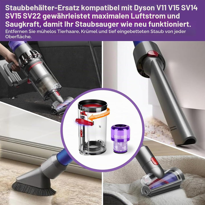 Staubbehälter für Dyson V11 V15 Ersatzteile Behälter kompatibel mit Dyson V11 V15 SV14 SV15 SV17 SV2