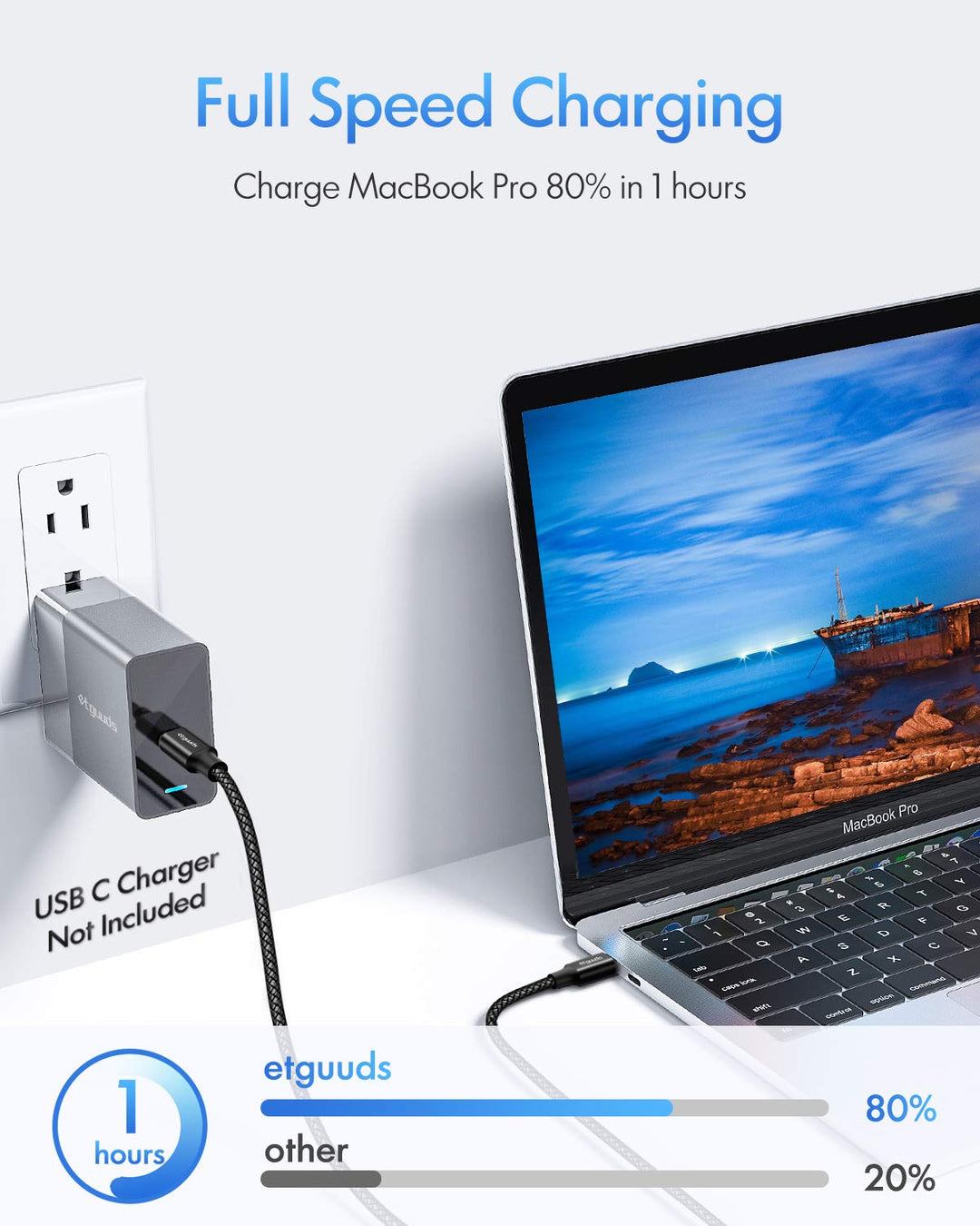 etguuds Extra Lang USB C auf USB C Kabel 9M, 60W Nylon Kabel USB C auf USB Type C Ladekabel für Gala