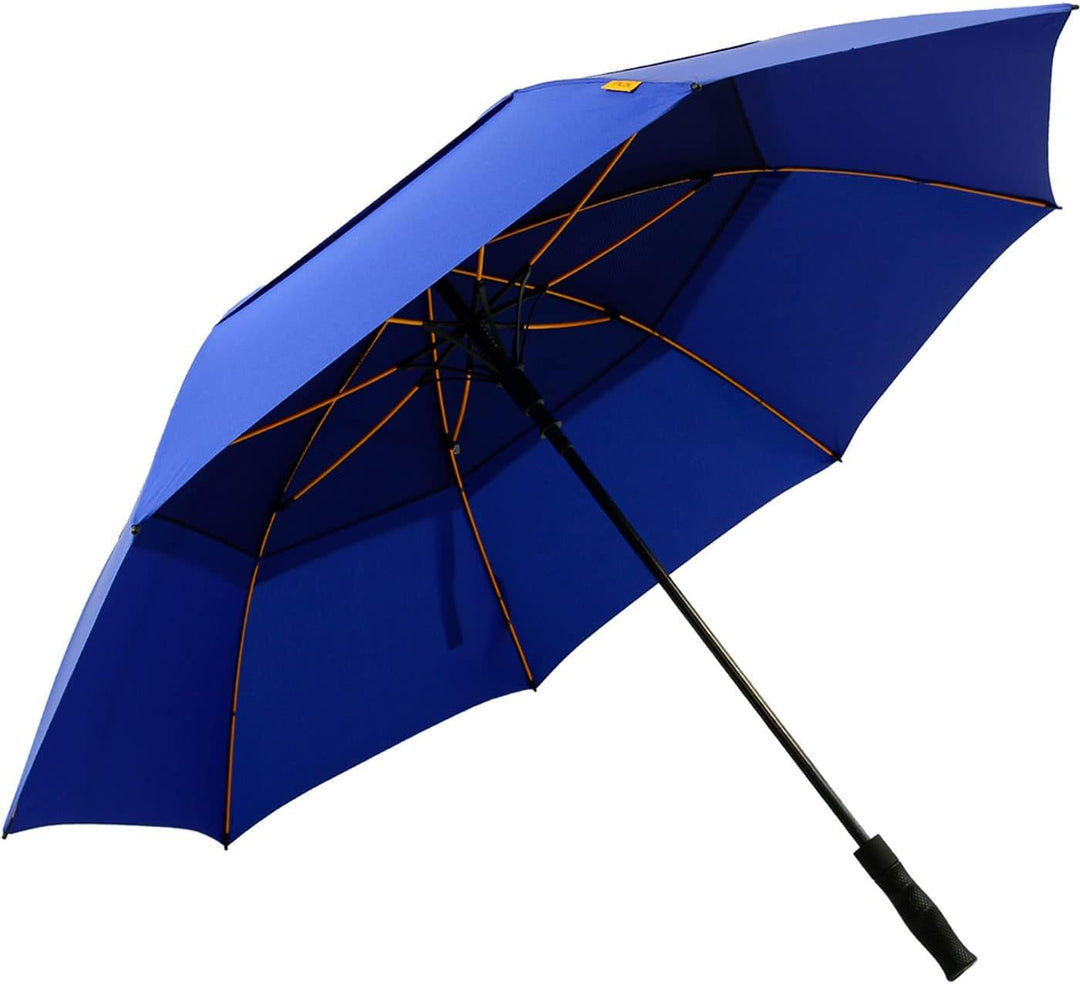 Falcone Parapluie de golf homme à ouverture automatique - Résistant au vent Bleu baleines oranges Re