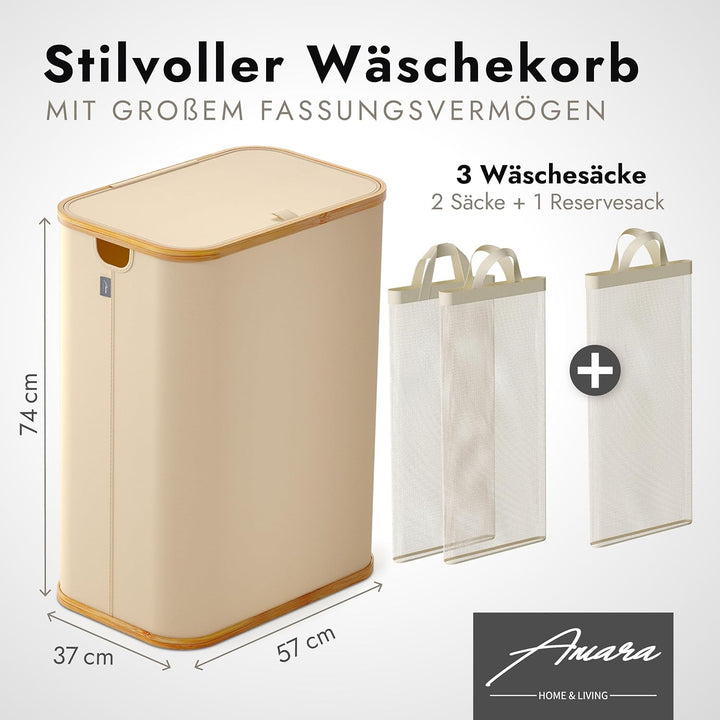 Amara Home & Living - 155 L Wäschekorb mit Deckel - Extra stabiler Wäschekorb-Wäschesammler-Aufbewah