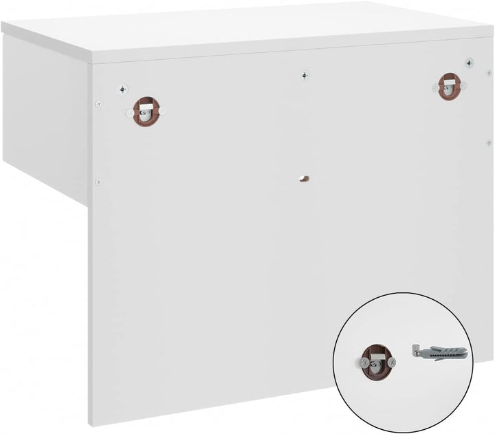 Vladon Nachttisch Sleep, Nachttischschrank mit Schublade zur Wandmontage, Weiss matt/Sandgrau Hochgl