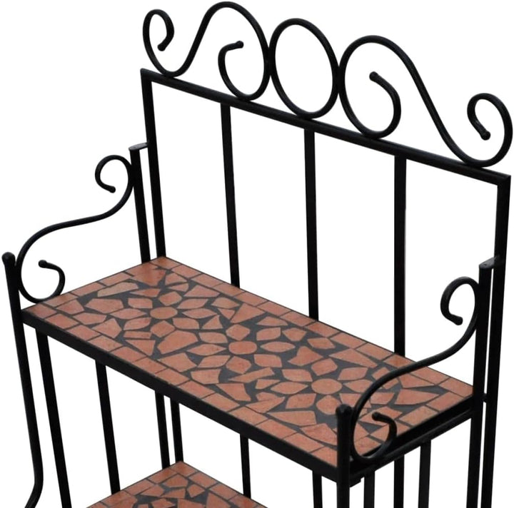 vidaXL Wandregal Mosaik Standregal Pflanzregal Garten Blumenregal Blumentreppe Terracotta und Schwar