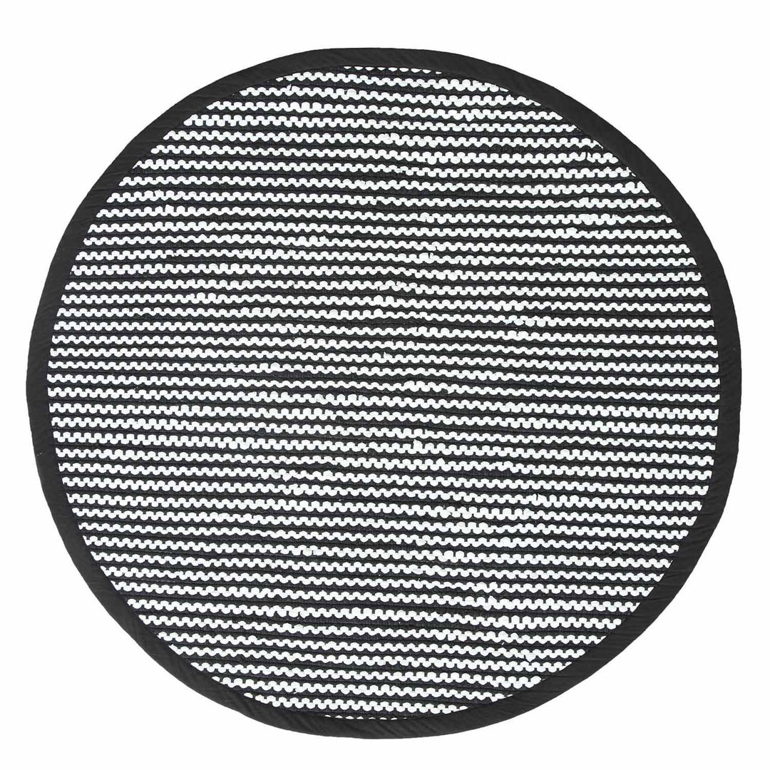 Homescapes runder Teppich Groove, handgewebt aus 100% recycelter Baumwolle, 150 cm, gestreifter Flic
