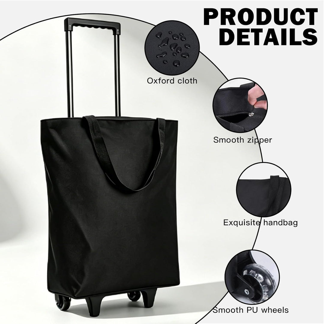 2-in-1 Einkaufstrolley, 30x20x42cm Einkaufstasche auf Rollen, Tragbare Multifunktionale Faltbare Ein