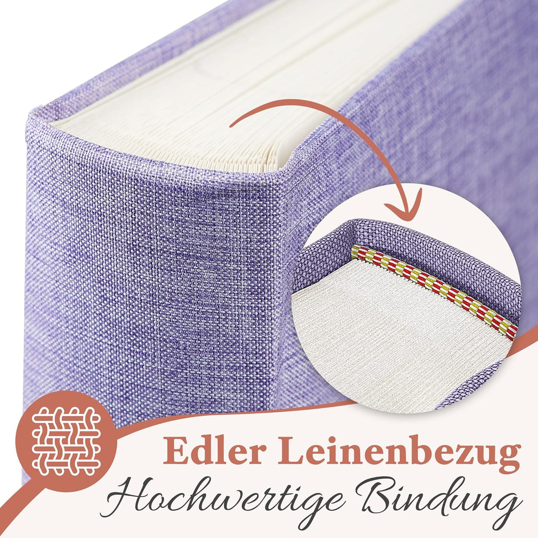 Das Fotoalbum für die Ewigkeit - 100 Seiten mit Platz für 500 Fotos. Fotoalbum leinen Fotoalbum lila