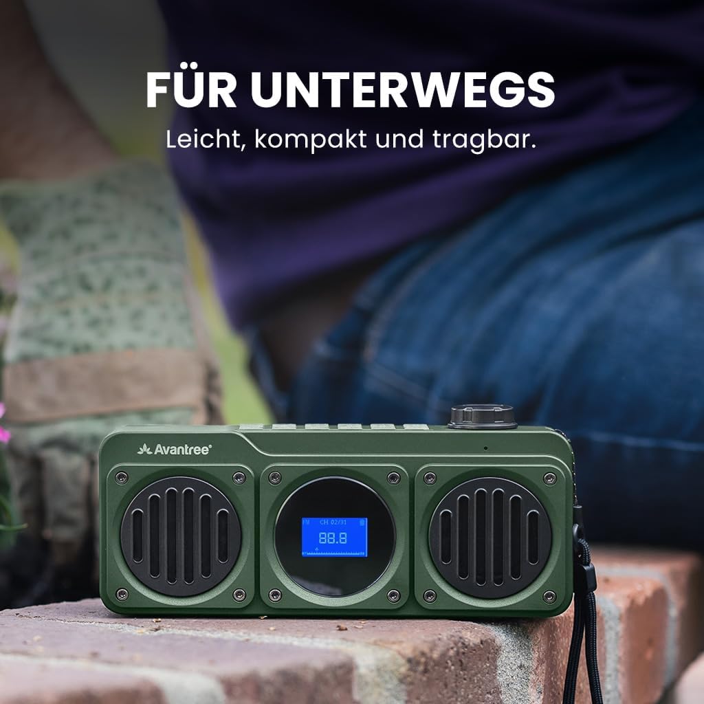 Avantree Boombyte - FM Kleins Radio mit Bluetooth Lautsprecher Tragbares mit kraftvollem Sound, Ster