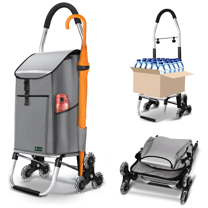 VOUNOT® Aluminium Einkaufstrolley Treppensteiger, 3 in 1 Trolly Einkaufswagen Klappbar, Hackenporsch