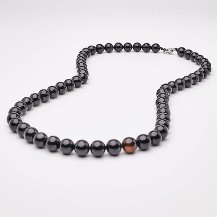 Handgemachte Herren Perlenkette Kette Tigerauge Onyx Grau Achat Jaspis | 8MM Natürliche Edelsteine H