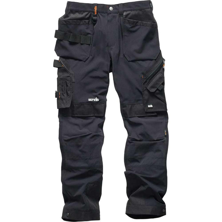 Scruffs Arbeitshose mit Holstertaschen „Pro Flex Plus“ Schwarz 36W Lang, Schwarz 36W Lang