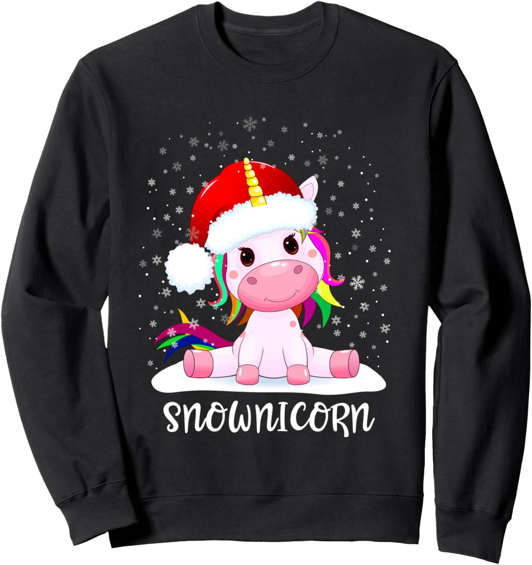 Schneemann Kinder Mädchen Snownicorn Weihnachten Einhorn Sweatshirt
