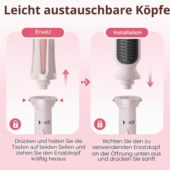 Lockenstab, automatisch, 3-in-1, Rosa – Keramikbeschichtung, eisige Keramikbeschichtung, schnelles A