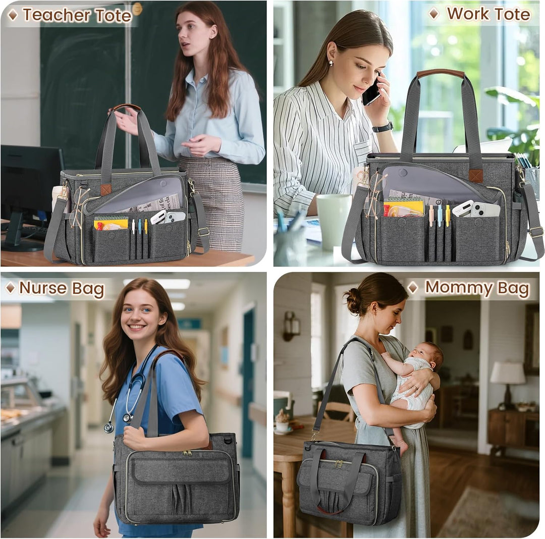 RAINSMORE Lehrertasche Damen Gross 15.6 Zoll Laptoptasche Arbeitstasche mit Isolierter Tasche für Kr