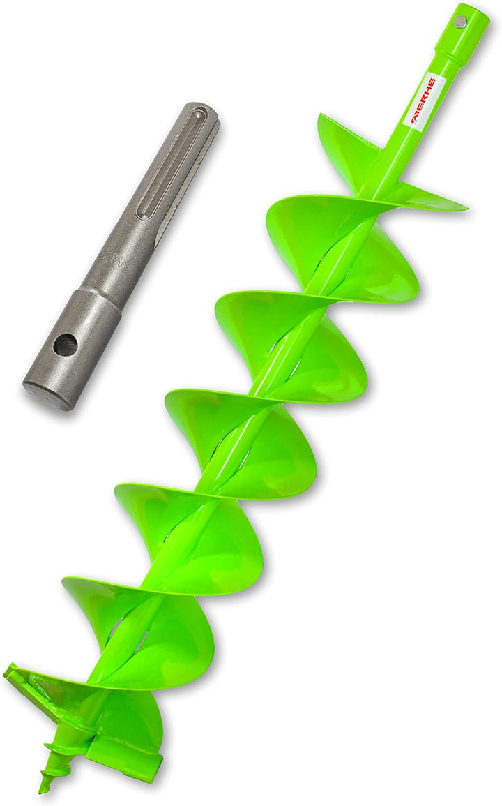 WERHE® Profi Bohrer VollStahl, Erdbohrer für bohrmaschine 150 mm Doppel-Welle extrem robust mit SDS