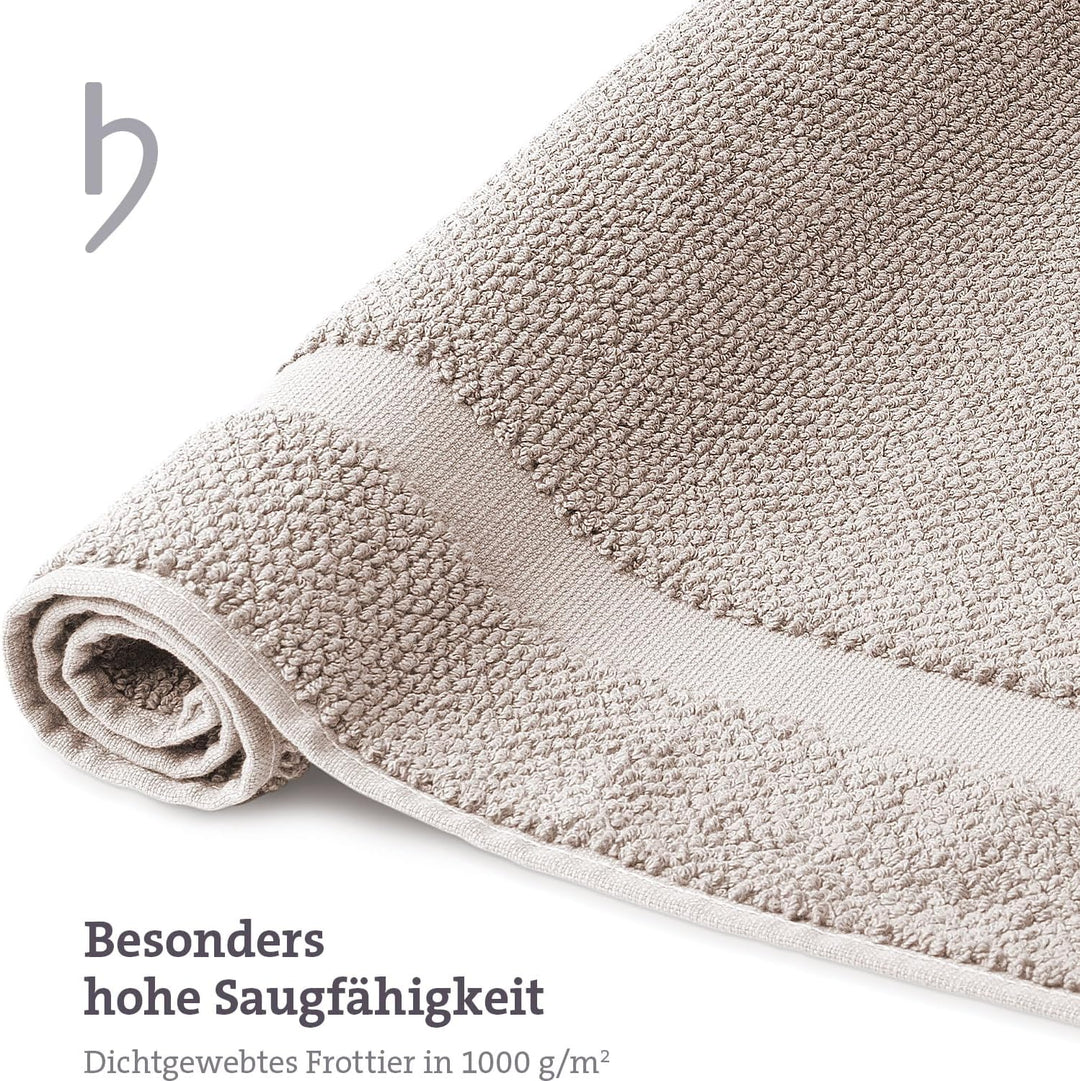 herzbach home Badvorleger 100% Baumwolle | Duschvorleger | 1.000 g/m² | Saugfähig | Waschbar (Sandgr