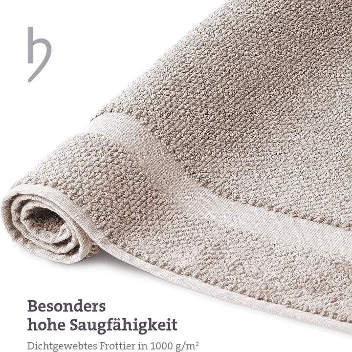 herzbach home Badvorleger 100% Baumwolle | Duschvorleger | 1.000 g/m² | Saugfähig | Waschbar (Sandgr