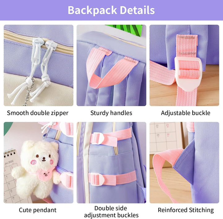 IvyH Schulranzen-Set 5-teilig, Schultasche Mädchen Rucksack Schule Teenager Schulrucksack für Mädche