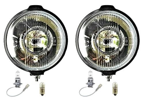 MelTruck® 2x H3 Halogen Rund Fernscheinwerfer Zusatzscheinwerfer 183 mm und 12V Glühbirnen