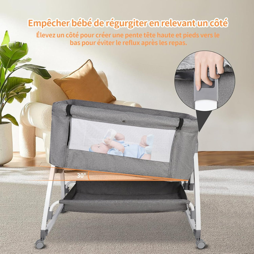 homewell 2 en 1 Lit Cododo Bebe Pliable, Berceau Cododo 0-30 Mois, 6 Réglages de Hauteur, Berceau bé