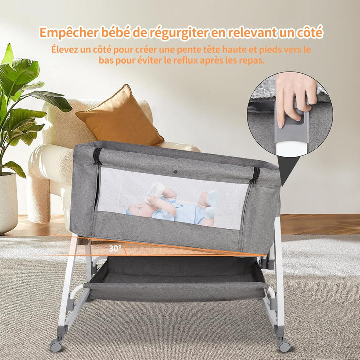 homewell 2 en 1 Lit Cododo Bebe Pliable, Berceau Cododo 0-30 Mois, 6 Réglages de Hauteur, Berceau bé