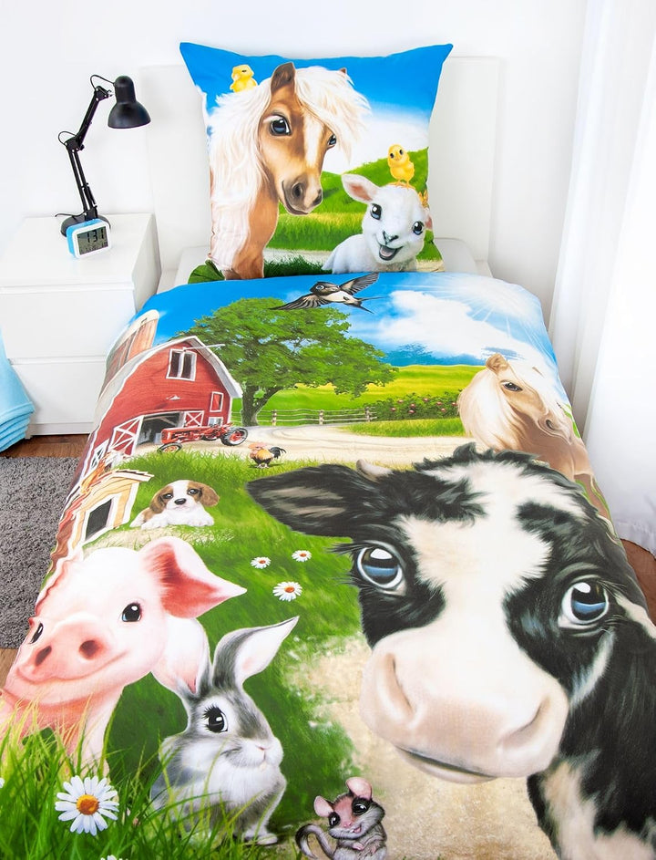 Herding Bettwäsche Farm World Bauernhof Tiere 135 x 200 cm 100% Baumwolle