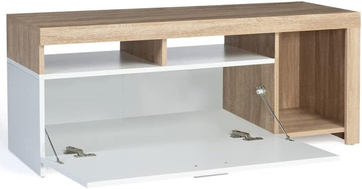 IDMarket - TV-Schrank 110 cm Malo Holz und Schrank weiss