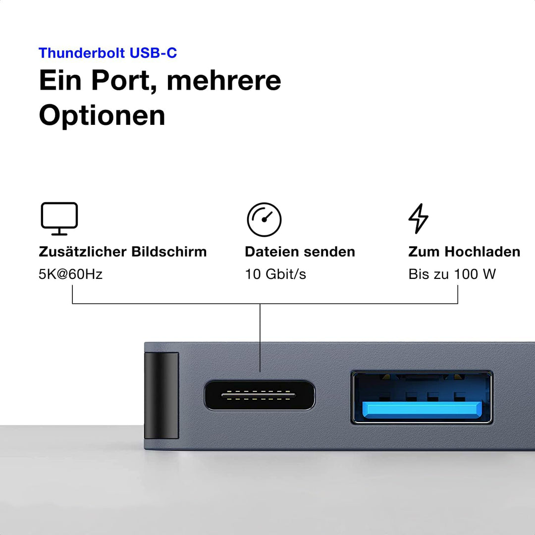 USB-C Hub Mitternachtsblau – Adapter für MacBook Air M2/M3/M4 mit HDMI, Thunderbolt 3, USB 3.0 & SD-